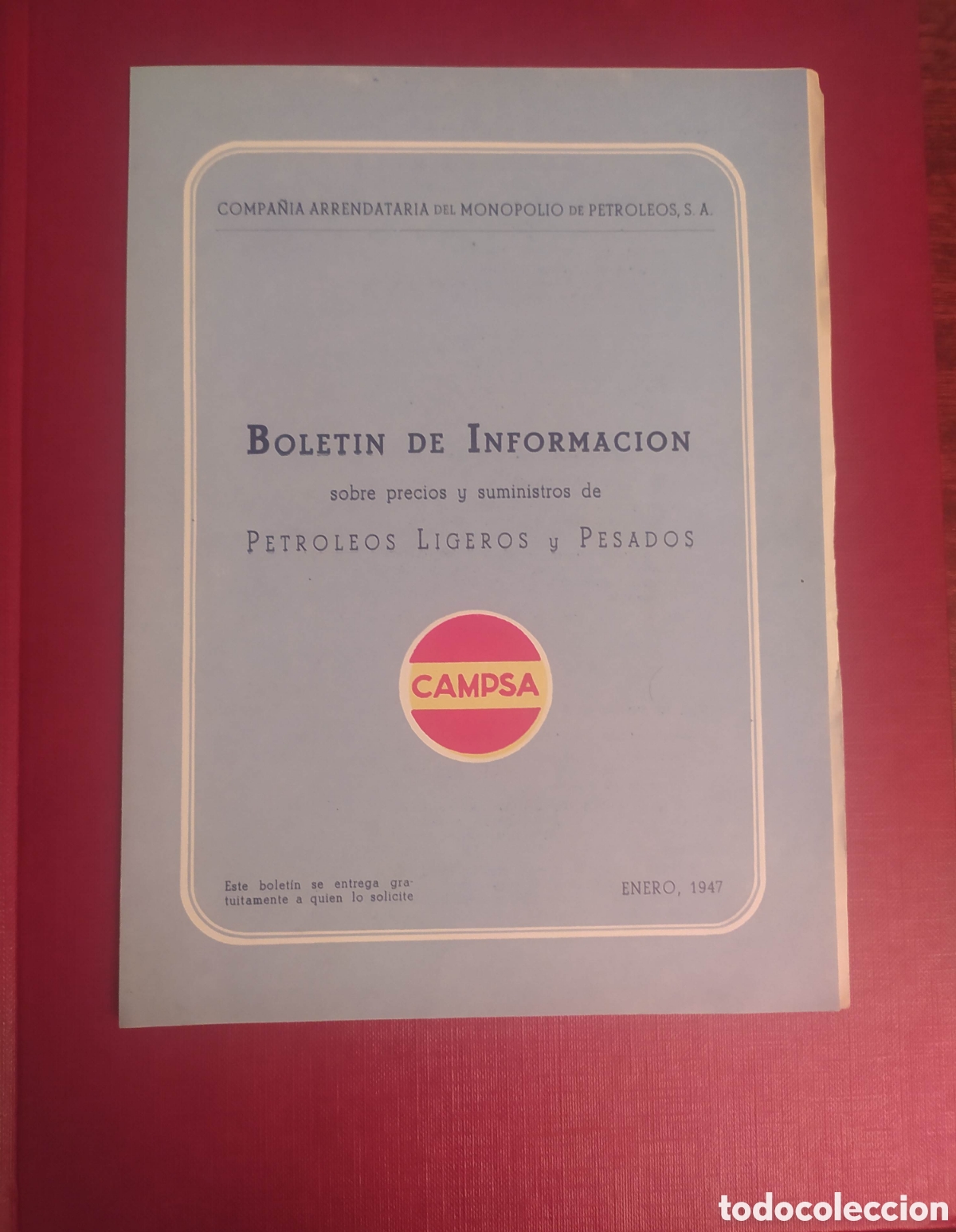 Cat&aacute;logos publicitarios: Bolet&iacute;n antiguo CAMPSA 1947