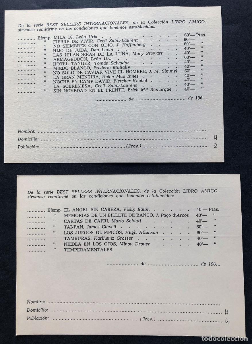 Werbekataloge: EDITORIAL BRUGUERA AÑOS 60 / TARJETAS PEDIDO / BEST SELLERS - LIBRO AMIGO