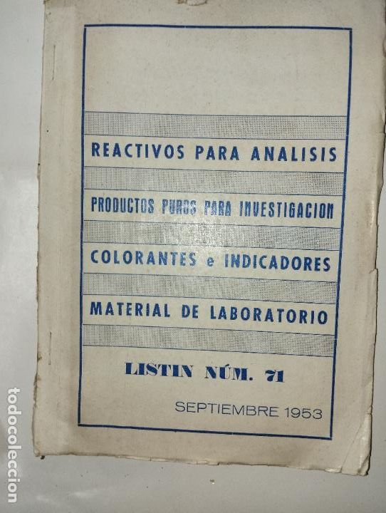 Cataloghi pubblicitari: LISTIN PRODUCTOS REACTIVOS LABORATORIO A&Ntilde;OS 50 FARMACIA CAT&Aacute;LOGO PUBLICIDAD