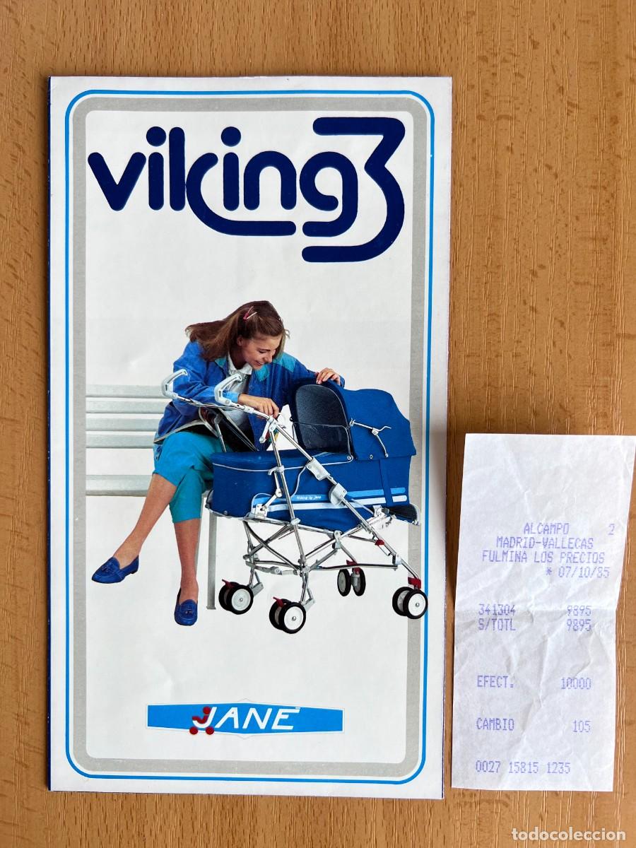 Cat&aacute;logos publicitarios: FOLLETO DESPLEGABLE SILLITA O CARRO BEBE MARCA JANE, MODELO VIKING 3. CON TICKET DE COMPRA A&Ntilde;O 1985