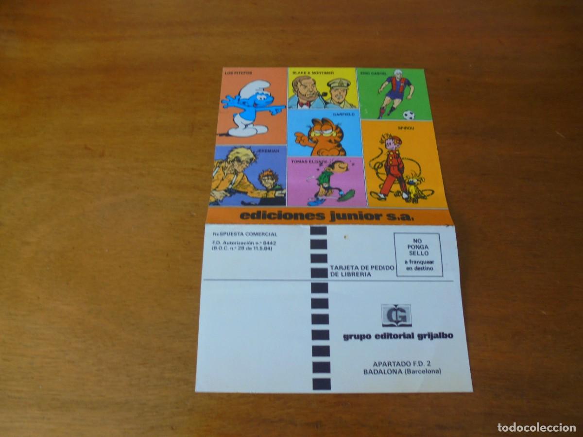 Cat&aacute;logos publicitarios: ENCARTE PUBLICITARIO COMICS ED. JUNIOR. PUBLICIDAD SPIROU, BLAKE Y MORTIMER, PITUFOS, GARFIELD, ERIC