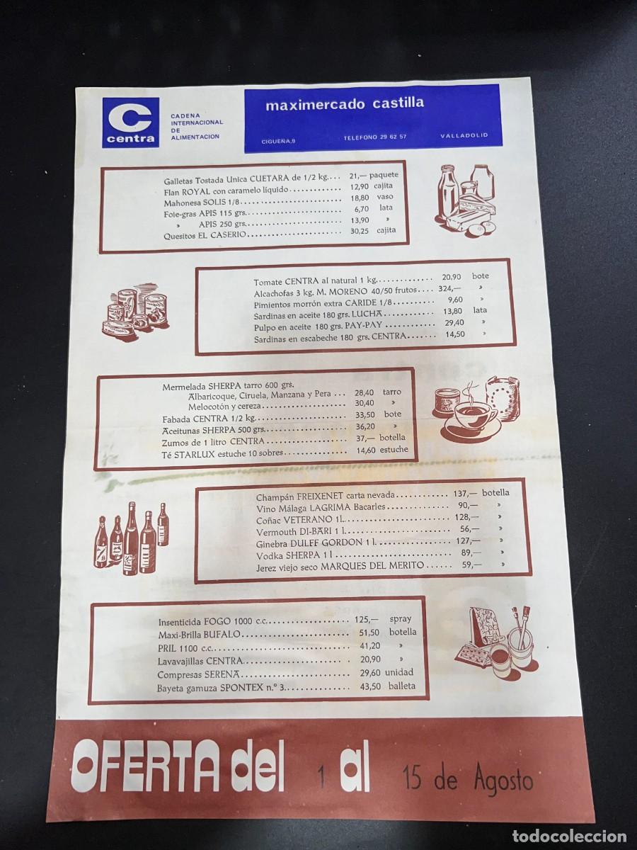 Cat&aacute;logos publicit&aacute;rios: LISTA DE PRECIOS. MAXIMERCADO CASTILLA. CADENA INTERNACIONAL DE ALIMENTACION. VALLADOLID, 1977
