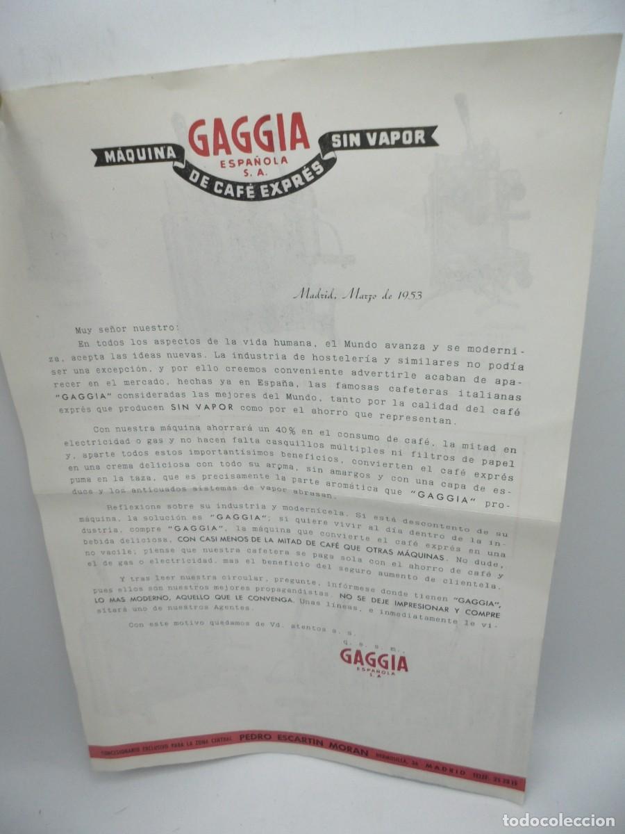 Cat&aacute;logos publicitarios: MAQUINA GAGGIA. CAFE EXPRES SIN VAPOR. FOLLETO PUBLICITARIO. VER FOTOS.