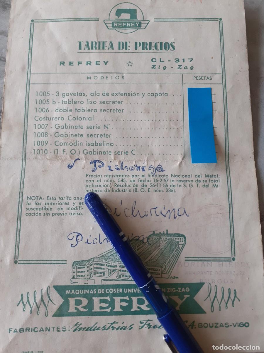 Catalogues publicitaires: Tarifa de precios M&aacute;quinas de coser Refrey - Industrias Freire, Bouzas Vigo a&ntilde;os 50