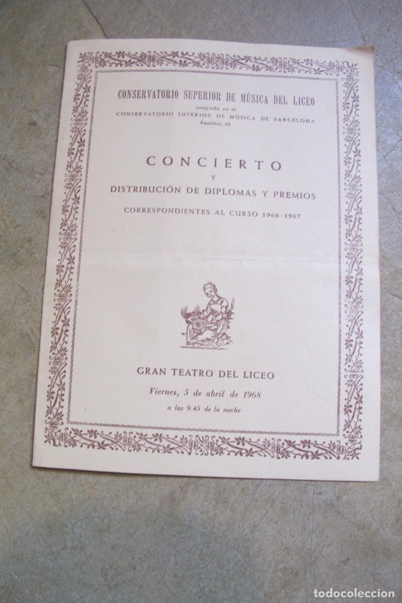 Advertising Catalogs: CONCIERTO Y DISTRIBUCION DE DIPLOMAS Y PREMIOS. 1966 - 1967 GRAN TEATRO DEL LICEO