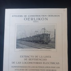 Catálogos publicitarios: FERROCARRIL. CATÁLOGO OERLIKON SUIZA
