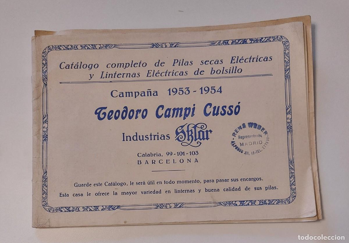 Cat&aacute;logos publicitarios: Folleto antiguo S.XX 1953 Cat&aacute;logo de Pilas secas El&eacute;ctricas y Linternas El&eacute;ctricas de bolsillo