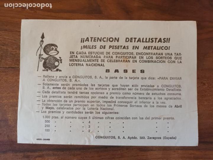 Cat&aacute;logos publicitarios: ANTIGUA PROMOCION PARA DETALLISTAS TIENDAS COLMADOS DE CONGUITOS S.A