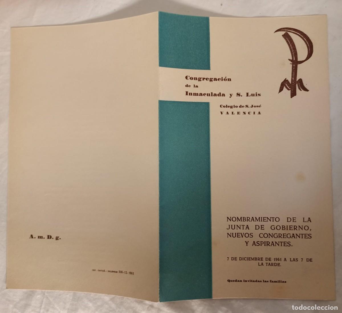 Cat&aacute;logos publicitarios: NOMBRAMIENTO JUNTA GOBIERNO DE CONGREGACI&Oacute;N DE LA INMACULADA Y S. LUIS/ COLEGIO DE S. JOSE, VALENCIA