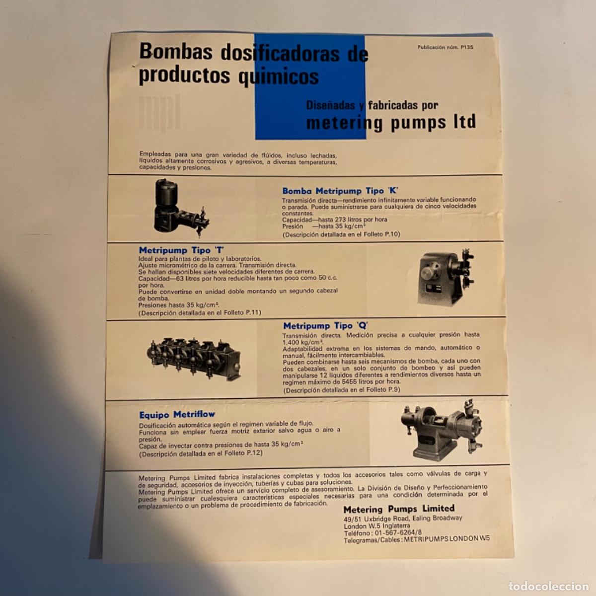 Cat&aacute;logos publicitarios: Folleto catalogo Bombas dosificadoras de productos quimicos Metering Pumps ltd Metripump