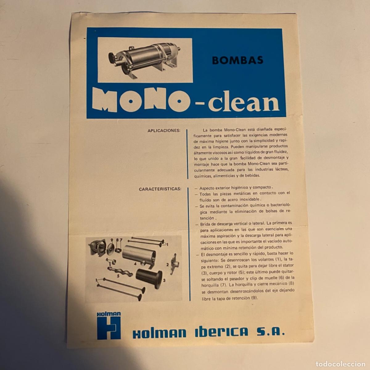 Cat&aacute;logos publicitarios: Folleto catalogo Bombas Mono - clean Holman iberica