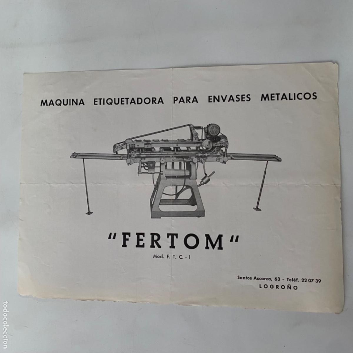 Advertising Catalogs: Folleto catalogo Maquina etiquetadora para envases metalicos Fertom a&ntilde;os 70