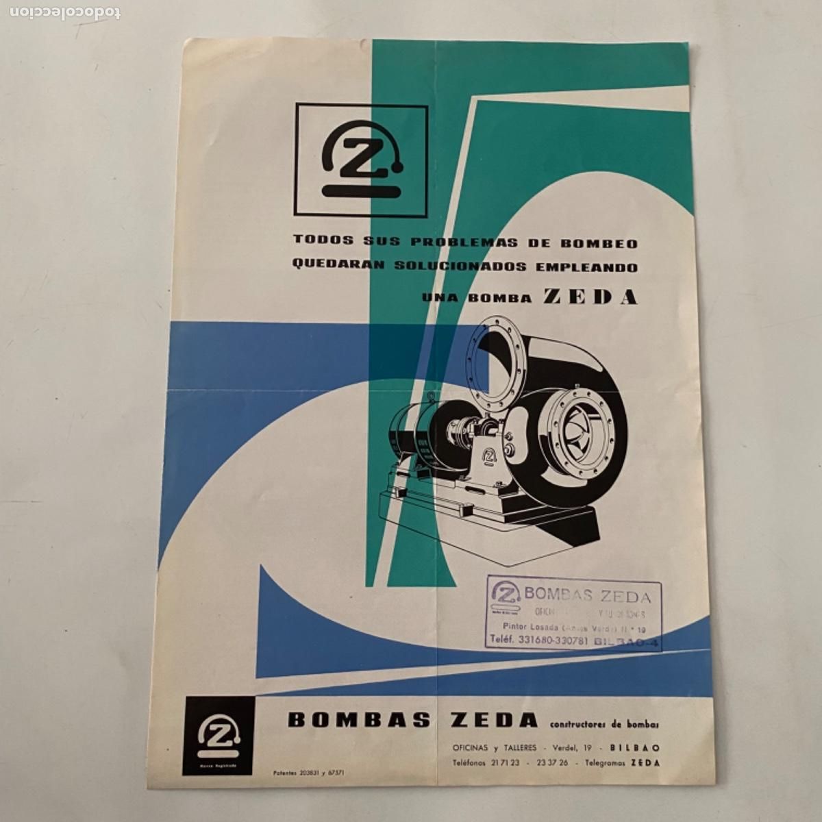 Cat&aacute;logos publicitarios: Folleto catalogo Bombas Zeda a&ntilde;os 70
