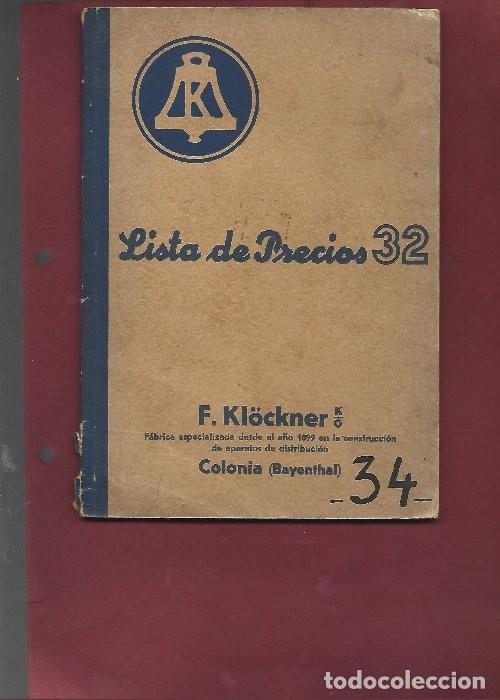 Werbekataloge: KLOCKNER. LISTA DE PRECIOS 32 (APARATOS DE DISTRIBUCION ELECTRICA) : interruptor, corta-circuit