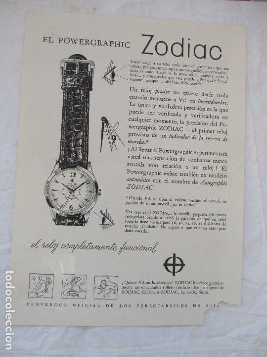Werbekataloge: FOLLETO DE: ZODIAC, EL POWERGRAPHIC, EL RELOJ COMPLETAMENTE FUNCIONAL-S/F-23X17 CM.