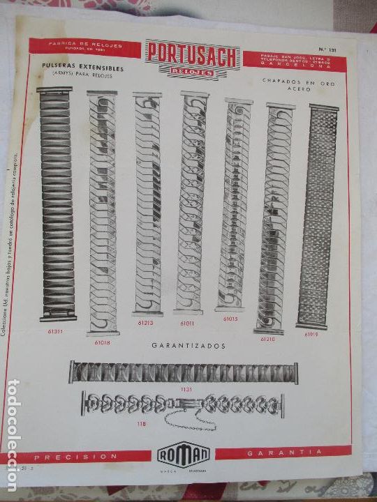 Catalogues publicitaires: FOLLETO: RELOJES PORTUSACH, PULSERAS EXTENSIBLES-MARCA ROMAN-S/F.- 27 X 21 CM.