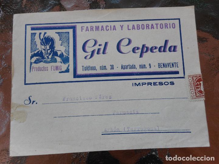 Cat&aacute;logos publicitarios: ANTIGUA NOTA TARIFA PRECIOS. GIL CEPEDA. FARMACIA Y LABORATORIO. BENAVENTE ZAMORA. FUMIG