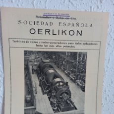 Catálogos publicitarios: OERLIKON. TURBINAS VAPOR. FOLLETO H. 1910