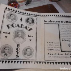 Catálogos publicitarios: ANTIGUO DIPTICO PUBLICITARIO. NOTA DE PRECIOS. BOADA'S COCKTAILS. BARCELONA BOADAS BOYS