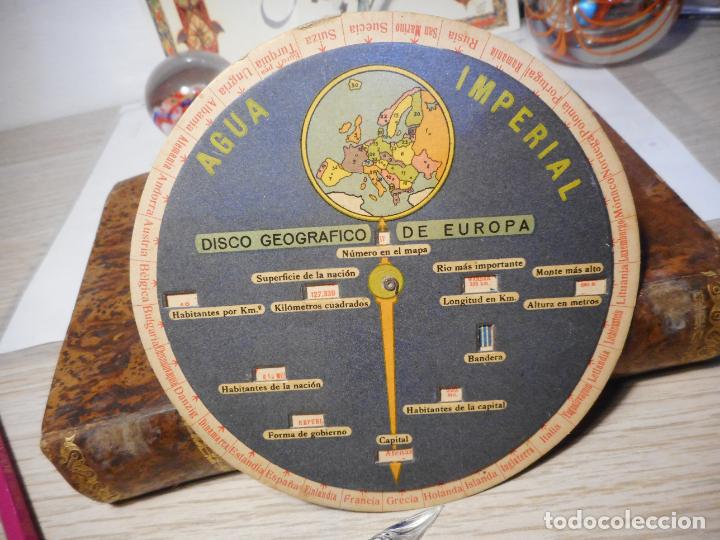 Cat&aacute;logos publicitarios: ANTIGUO DISCO GIRATORIO GEOGRAFICO DE EUROPA. AGUA IMPERIAL VICHY. CALDAS DE MALAVELLA.