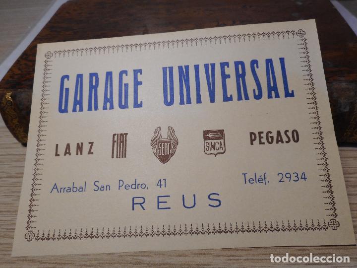 Cat&aacute;logos publicitarios: ANTIGUA PUBLICIDAD GARAGE UNIVERSAL. LANZ FIAT SEAT PEGAZO SIMCA. REUS TARRAGONA A&Ntilde;OS 50
