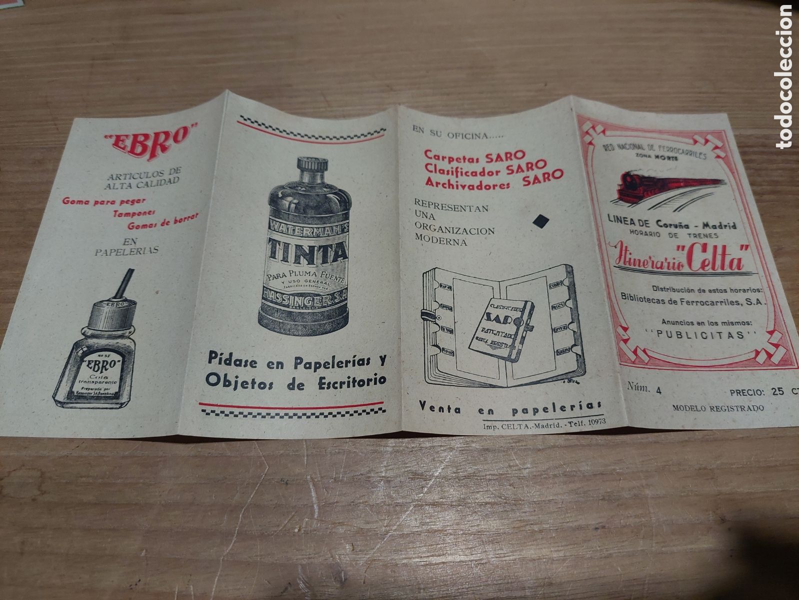 Catalogues publicitaires: Red nacional de ferrocarril zona norte l&iacute;nea Coru&ntilde;a Madrid num 4 hintenerario celta lugo publicidad