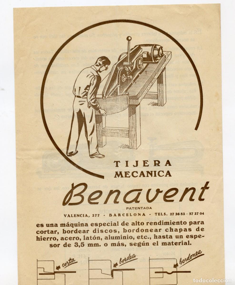 Catalogues publicitaires: Folleto publicidad &rdquo;Tijera mec&aacute;nica Benavent&rdquo; Barcelona, a&ntilde;os 60