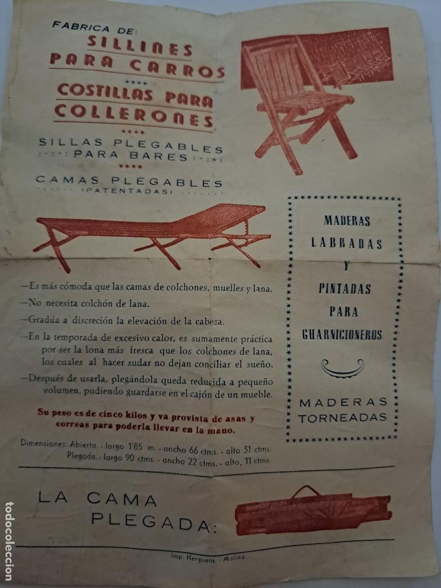 Advertising Catalogs: Hoja publicidad sillines para carro camas rom-llo Molina de aragon
