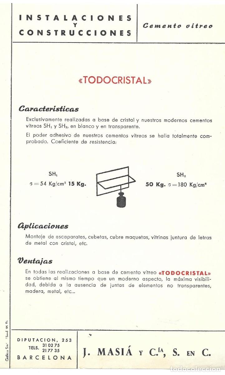 Catalogues publicitaires: Folleto publicitario &rdquo;Instalaciones y Construcciones TODOCRISTAL&rdquo; J. Masi&aacute;, Barcelona