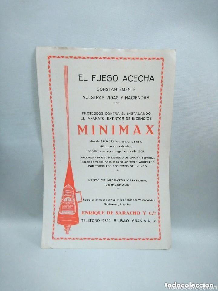 Catalogues publicitaires: Hoja publicitaria El fuego acecha. Aparato extintor de incendios Minimax & Nota de precios