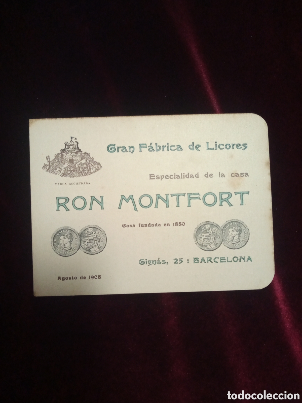 Cat&aacute;logos publicit&aacute;rios: Cat&aacute;logo GRAN F&Aacute;BRICA DE LICORES RON MONFORT. 1908