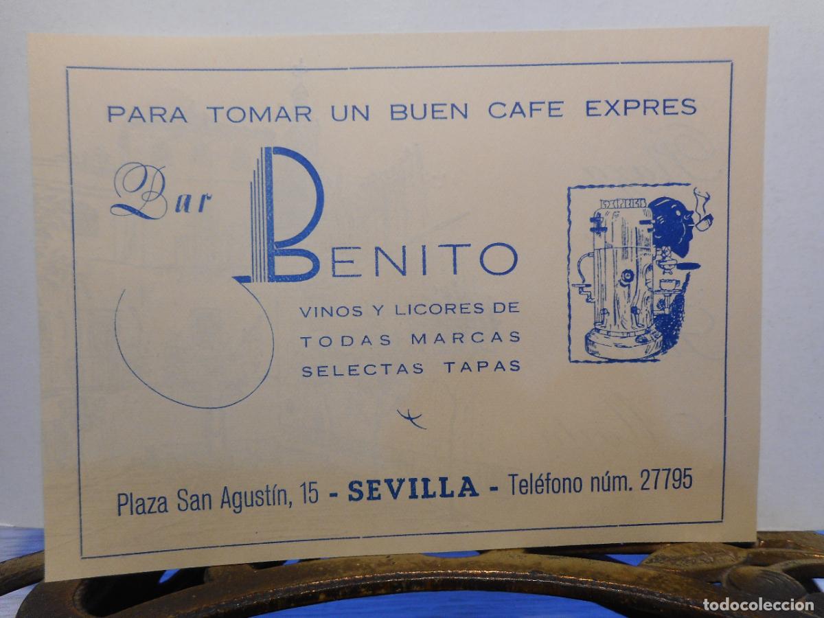 Cat&aacute;logos publicitarios: ANTIGUA PUBLICIDAD CAFE EXPRES. BAR BENITO. VINOS LICORES. PLAZA SAN AGUSTIN. SEVILLA