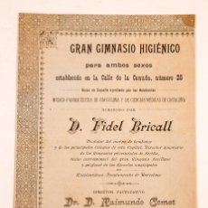 Cataloghi pubblicitari: GRAN GIMNASIO HIGIENICO - C. 1890 - BARCELONA - FIDEL BRICALL