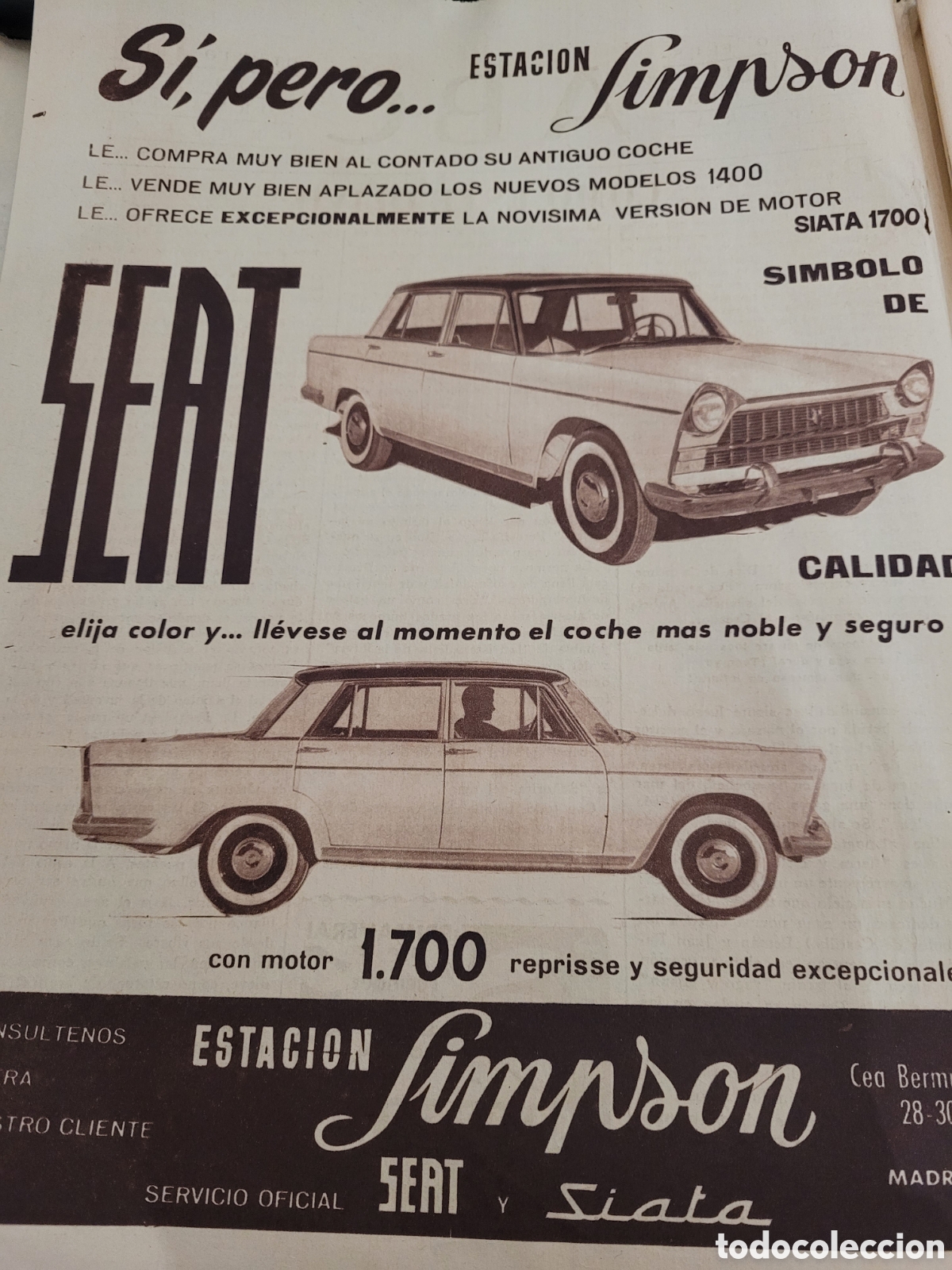 Cat&aacute;logos publicitarios: Anuncio Seat 1962 - Foto 1