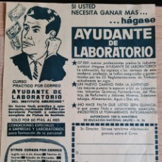 Catálogos publicitarios: ANUNCIO 1962 INSTITUTO AMERICANO AYUDANTE LABORATORIO