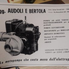 Catálogos publicitarios: ANTIGUO RECORTE PUBLICIDAD INGG. AUDOLI E BERTOLA. POMPE. TORIMO Y ROMA