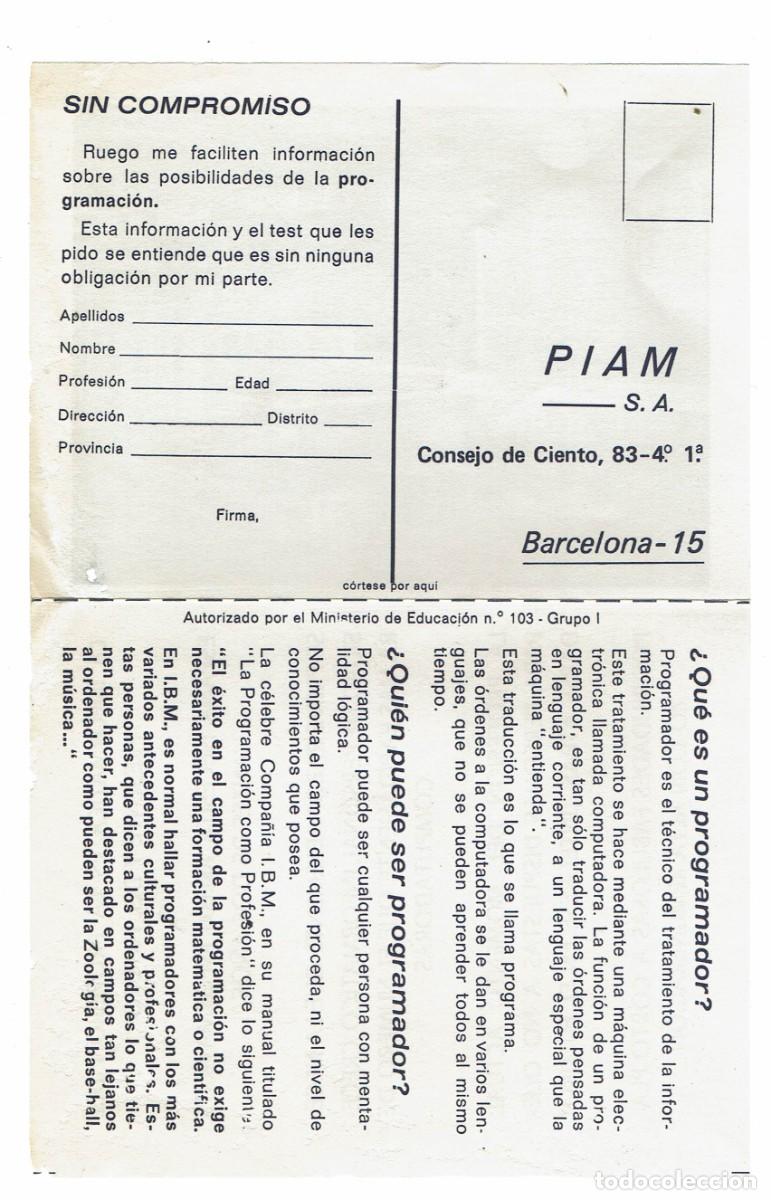 Werbekataloge: Folleto postal publicitario PIAM / Programador de inform&aacute;tica /