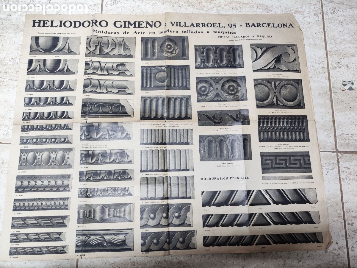 Cat&aacute;logos publicit&aacute;rios: Gran publicidad 55x44cm HELIODORO GIMENO FCA. DE MOLDURAS DE ARTE DE MADERA. A&Ntilde;OS 30