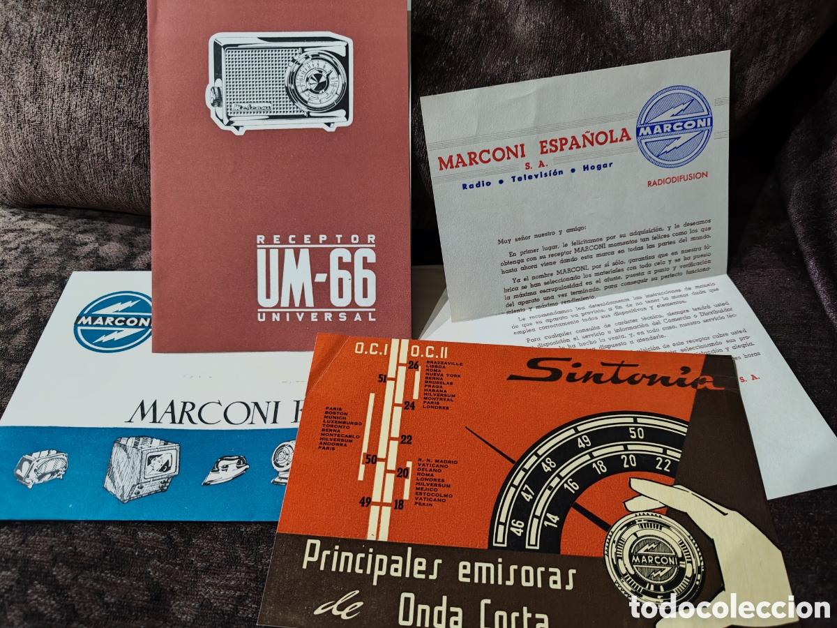 Cataloghi pubblicitari: LOTE PUBLICIDAD RADIO MARCONI , UM-66 RECEPTOR UNIVERSAL