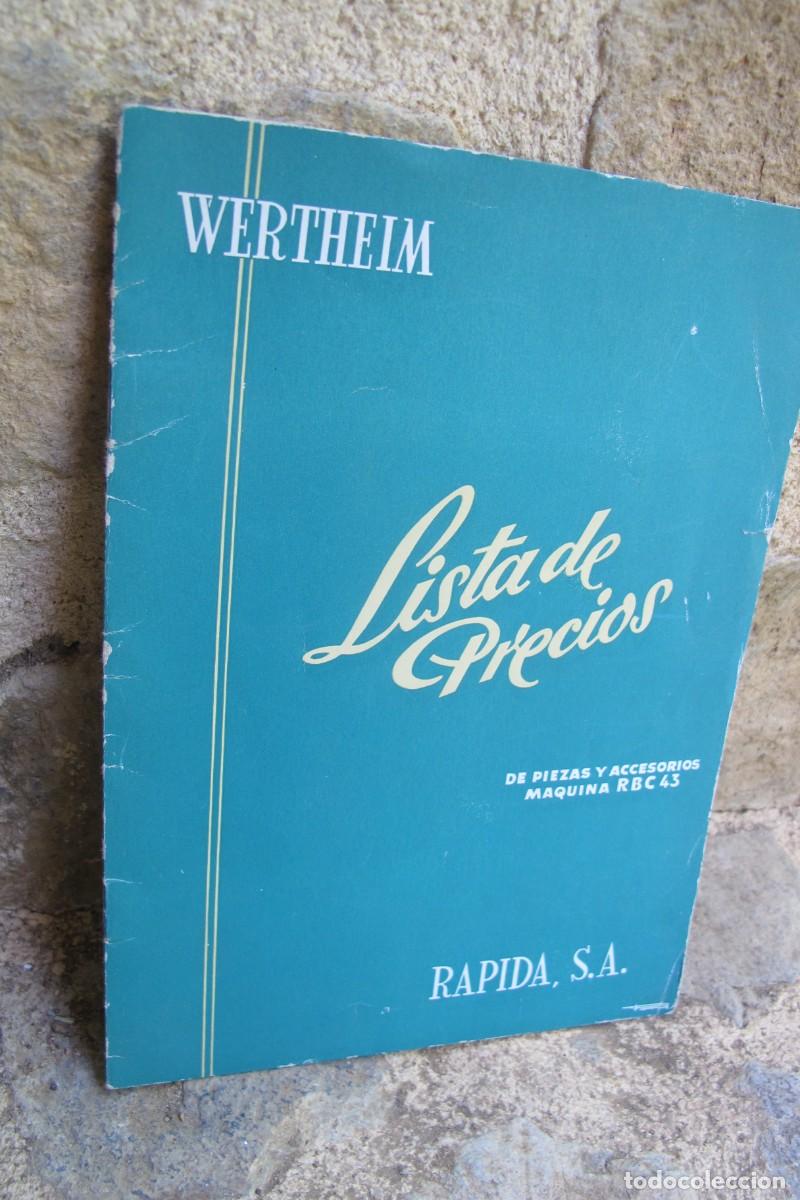 Cat&aacute;logos publicitarios: WERTHEIM. LISTA DE PRECIOS DE PIEZAS Y ACCESORIOS MAQUINA RBC 43. MAQUINA DE COSER