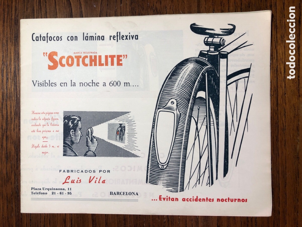 Cat&aacute;logos publicitarios: CAT&Aacute;LOGO CATAFOCOS CON L&Aacute;MINA REFLEXIVA SCOTCHLITE LUIS VILA ( BICICLETA , CARRO) BARCELONA