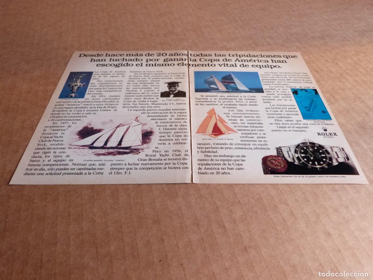Cat&aacute;logos publicitarios: Anuncio reloj Rolex Submariner en oro y la Copa America - Publicidad de los a&ntilde;os 80