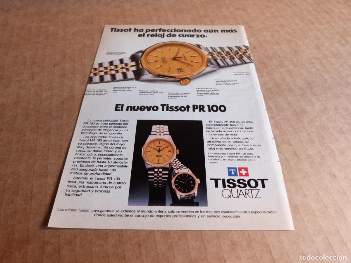 Cat&aacute;logos publicitarios: Anuncio reloj Tissot PR 100 en acero plaque oro o bicolor - Publicidad de los a&ntilde;os 80