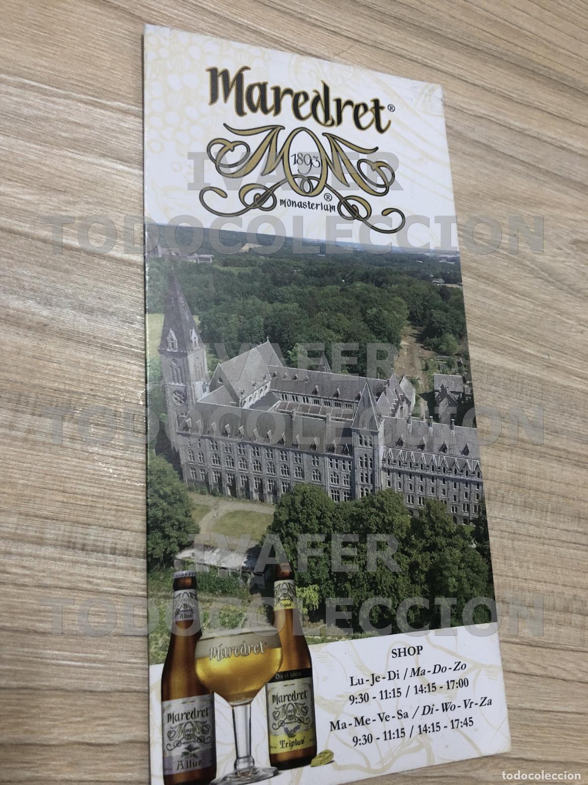 Cat&aacute;logos publicitarios: FOLLETO TRIPTICO CERVEZA DE ABADIA DE MEREDRET, BELGICA, EN FRANCES Y HOLANDES