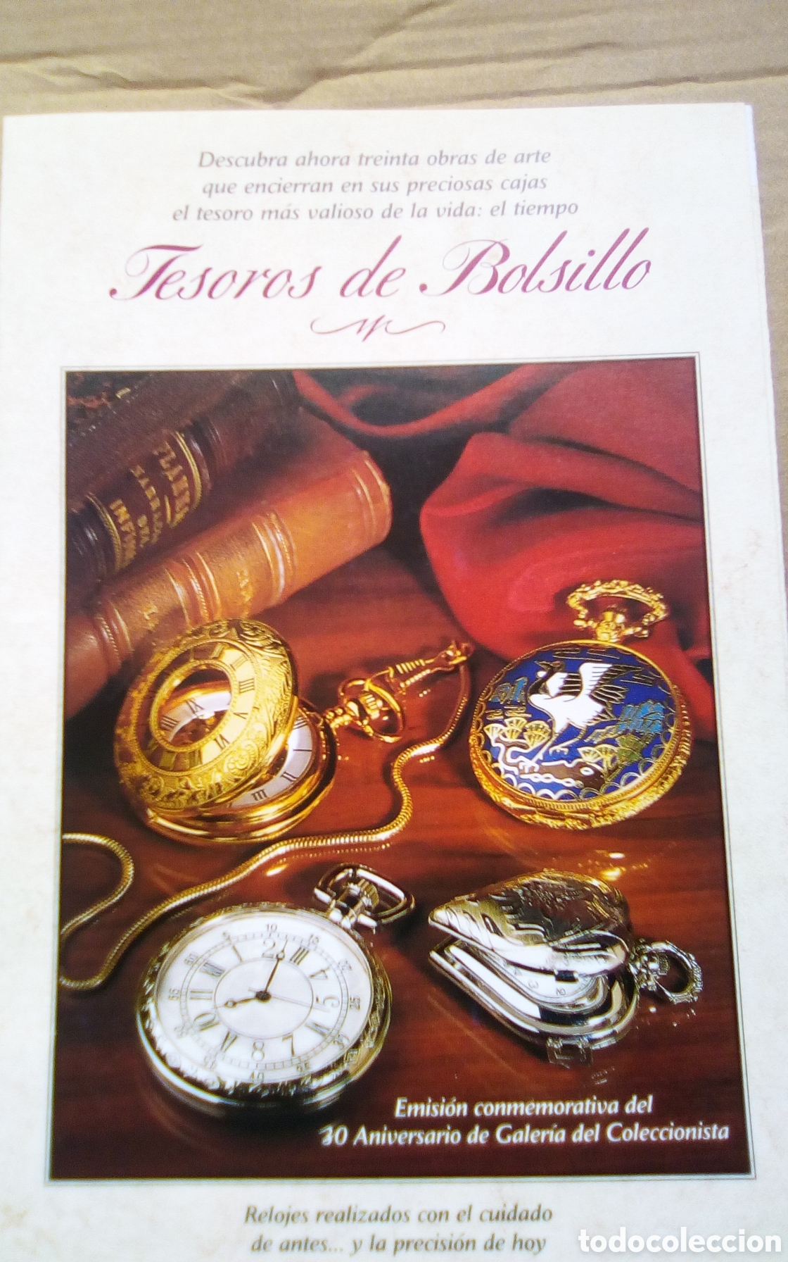 Cat&aacute;logos publicit&aacute;rios: Folleto tr&iacute;ptico cat&aacute;logo colecci&oacute;n relojes de bolsillo. Galer&iacute;a del Coleccionista.