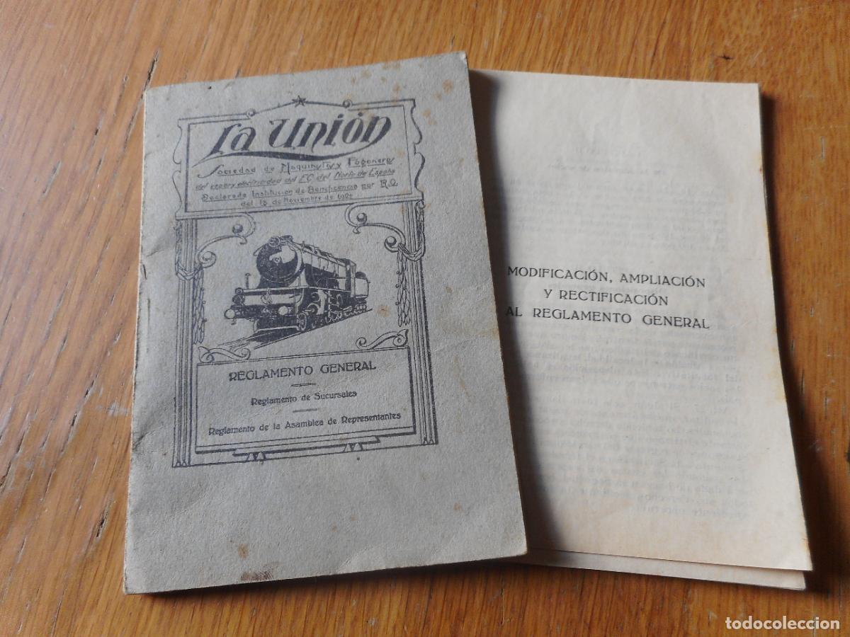 Cat&aacute;logos publicitarios: LA UNION. SOCIEDAD MAQUINISTAS FOGONEROS FERROCARRIL DEL NORTE. REGLAMENTO. VALLADOLID 1930