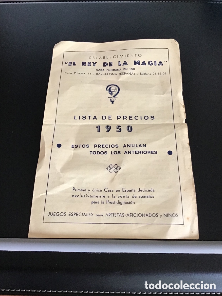 Advertising Catalogs: DOS LISTAS DE PRECIOS DEL REY DE LA MAGIA-1950 y otra anterior