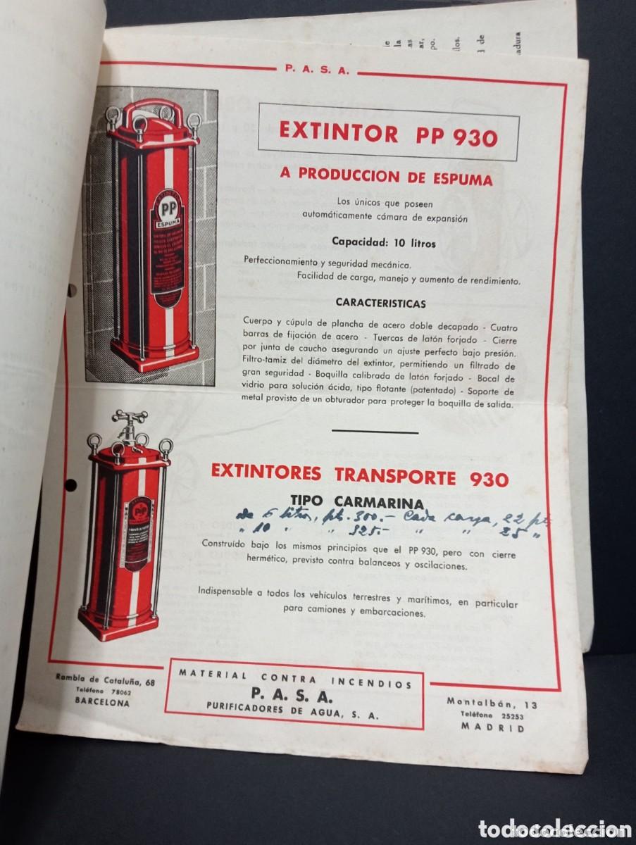 Cataloghi pubblicitari: PURIFICADORES DE AGUA. DEPARTAMENTO DE MATERIAL CONTRA INCENDIOS &rdquo;PASA&rdquo;. 1943. CARTAS Y PUBLICIDAD