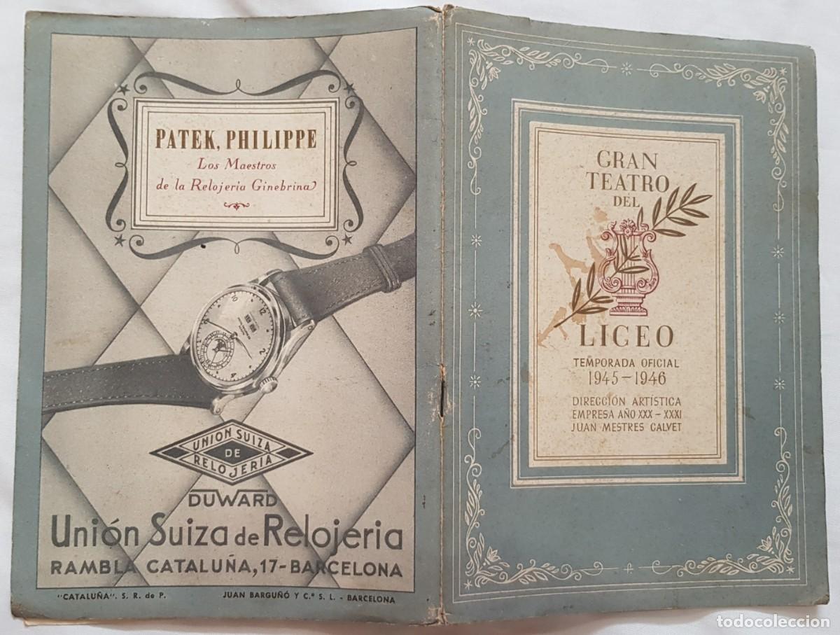 Werbekataloge: GRAN TEATRO DEL LICEO, Temporada Oficial 1945 - 1946