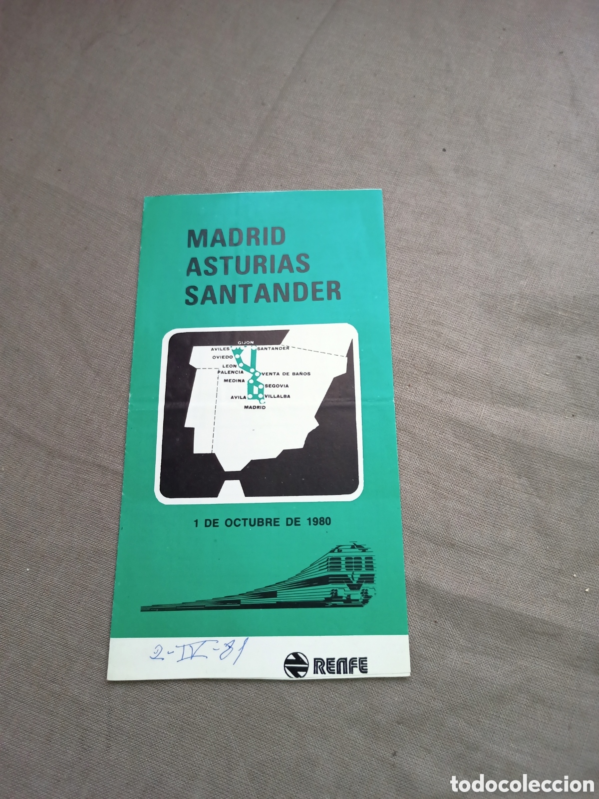 Cat&aacute;logos publicitarios: Tr&iacute;ptico Renfe Madrid Asturias Santander. - Foto 1